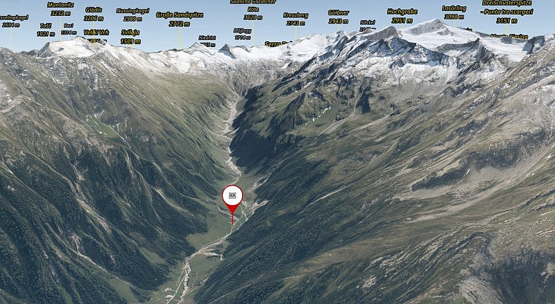 Náhled 3D mapy okolí chaty Alpenrose