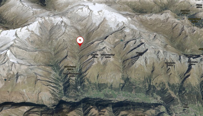 Náhled 3D mapy okolí chaty Johannishütte