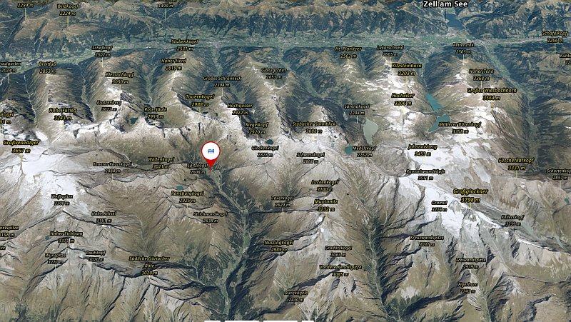 Náhled 3D mapy okolí chaty Matreier Tauernhaus