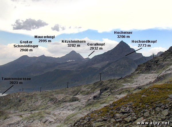Hocheiser, Kitzsteinhorn, Grosser Schmiedinger, Maurerkogl, Geralkopf a Hochsedlkopf